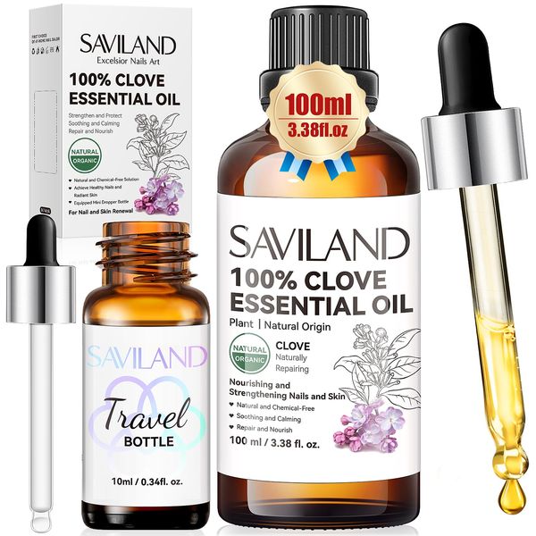 Saviland Nail & Cuticle Oil, 100ml Nagelpflegeöl Nagelöl Pflege für Nägel & Nagelhaut Nagelöl Nagelhautöl Nagelstärkungsöl Mit Bio-Ölen Vitamin E Vegan