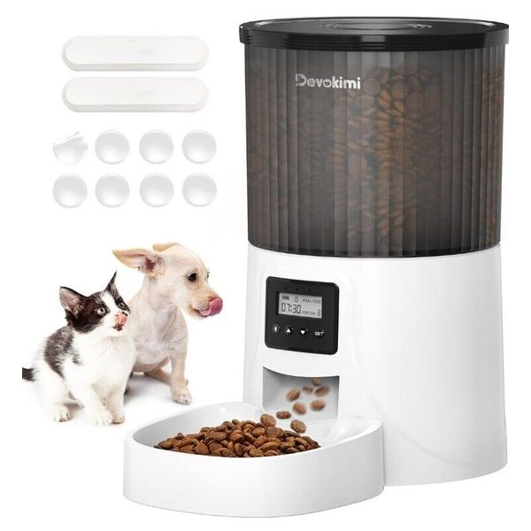 Automatic Cat Feeder, Devokimi Clog-Free 4L Auto Pet Food Dispenser