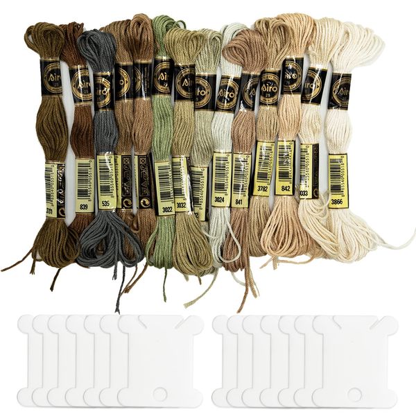 SZXMDKH Brown Embroidery Threads,Sewing Thread Kit Embroidery Threads Brown Series Cross Stitch Floss (14 Skeins Per Pack)