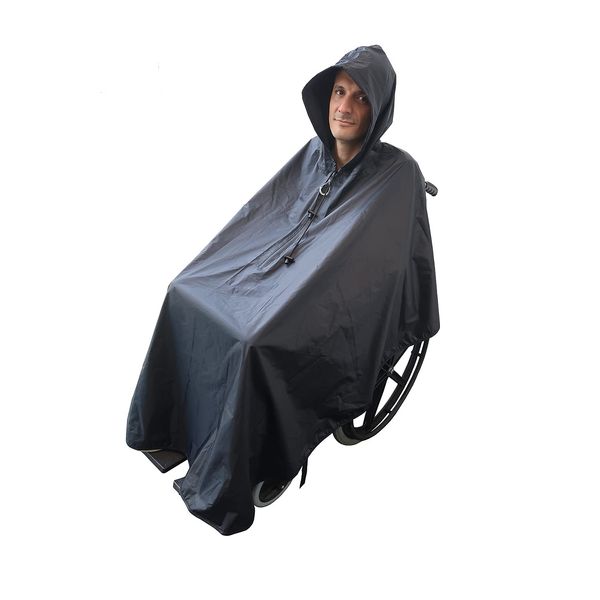 ActionCare - Waterproof Wheelchair Poncho - Adult Standard - Wheelchair Rain Cape, Navy