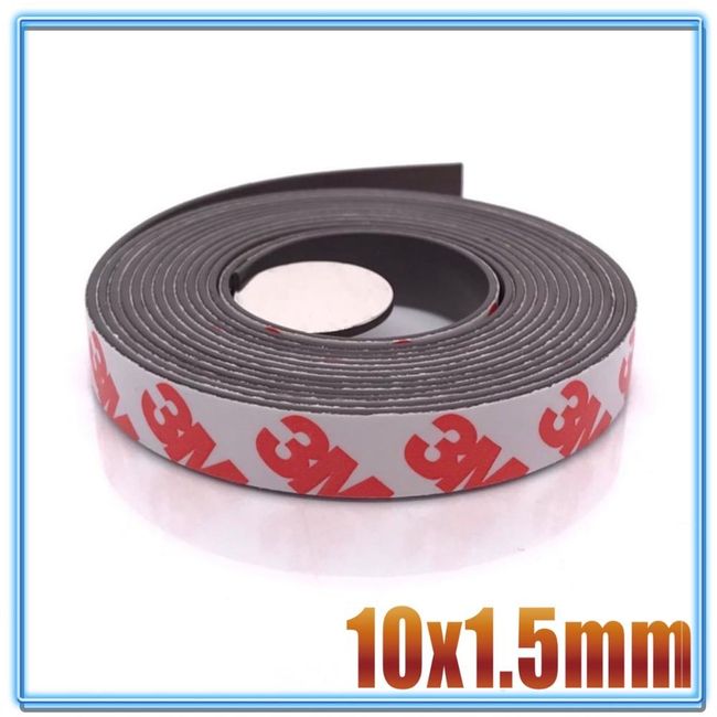 1Meter/LOT Rubber Magnet 10*1.5 mm With Self Adhesive Flexible Magnetic  Strip Rubber Tape Width 10mm Thickness 1.5mm