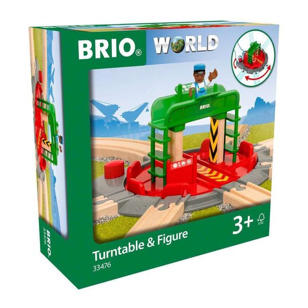 BRIO World 33476 - Turntable & Figure - 2 Piece Wooden Toy Train Accessory for Kids Ages 3 and Up