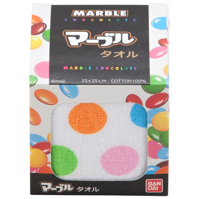 Stylem Takisada Osaka Towel Handkerchief, 9.8 x 9.8 inches (25 x 25 cm), Meiji Meiji Marble Chocolate Pattern, MJ1005B, Cotton, White