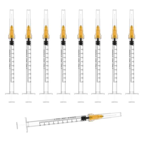 25 Gauge 1 inch Needle with Syringe 50Pack,1ml Luer Lock Disposable Syringes with Needle,Individually Wrapped
