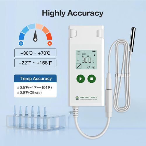 Freshliance Digital Temperature Data Logger, Reusable Temperature Recorder with High Accuracy External Probe, Configurable USB Temperature Monitor 35000 Points with PDF CSV Report, Atlas Log-30