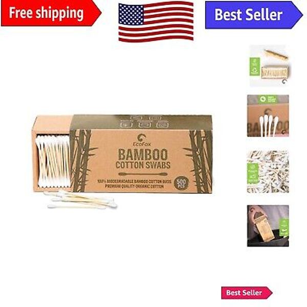 Natural Bamboo Cotton Swabs 500 Count | Eco-Friendly & Biodegradable Ear Sticks