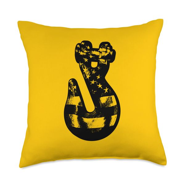 American Tow Truck Driver Towing Hook Flag Throw Pillow