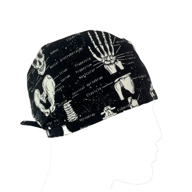 Unisex Medical Scrub Cap - Bones of The Body-Glow in The Dark Unisex Scrub Cap. Working Cap with Adjustable Tie Back Funny Hats for Women and Mens. Caps Cotton Unisex Skull Cap.