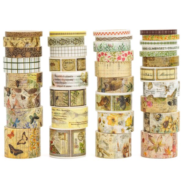 Songdao Retro Washi Tape Set Dekorative Antik Masking Tapes Breite Chronik Klebeband Bunt für Kunst, DIY Handwerk, Tagebuch, Planer, Scrapbook, Verpackung (Soul Songs)