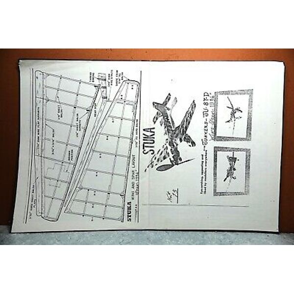 JUNKERS JU-87D STUKA BALSA FREE FLIGHT MODEL AIRPLANE PLANS 20" WINGSPAN