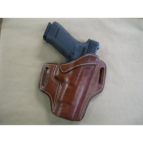 Springfield XD Mod2, XDM, XD 4"- 4.5" OWB Leather 2 Slot Molded Pancake Belt Holster CCW TAN RH