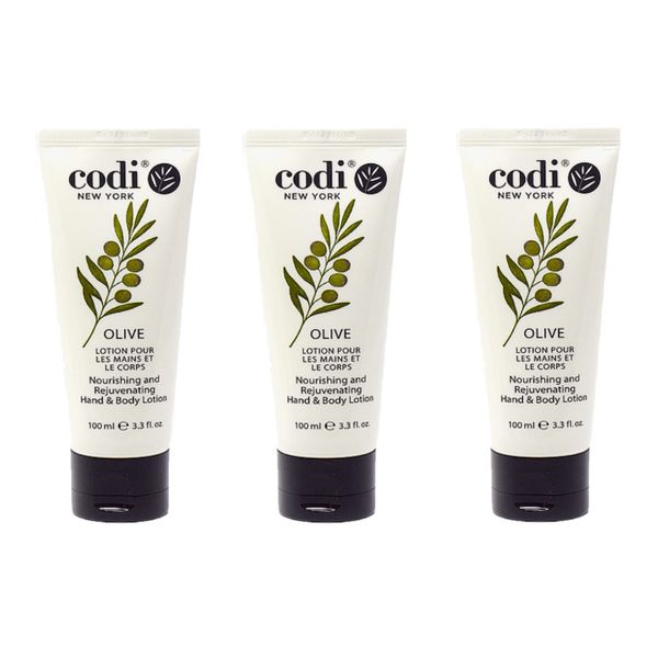 Codi Olive Lotion nourishing and rejuvenating HAND & BODY LOTION 3.3 oz - 3 TUBES