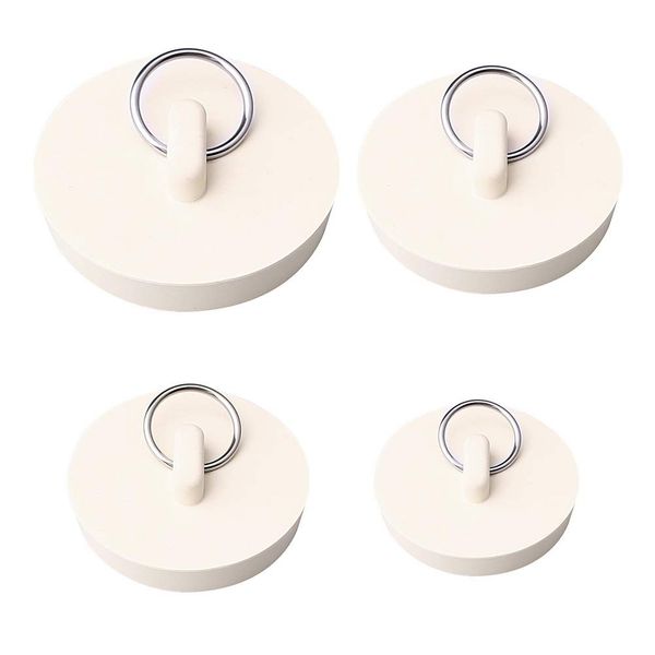 nuoshen 4 Pcs Bath Plugs,Sink Plug Rubber Drain Stopper Kitchen Sink Plug with Hanging Ring for Bathtub,Bathroom (4 Sizes)