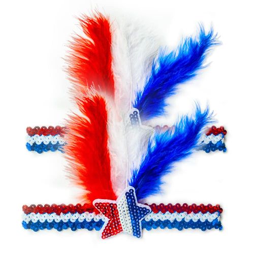 2pcs Memorial Day Headband Sequins Star Patriotic Headbands America Feather Headwear for Veterans Day Independence Day Hair Accessories July 4th Party Supplies Holiday Gift Women Costume Decoration