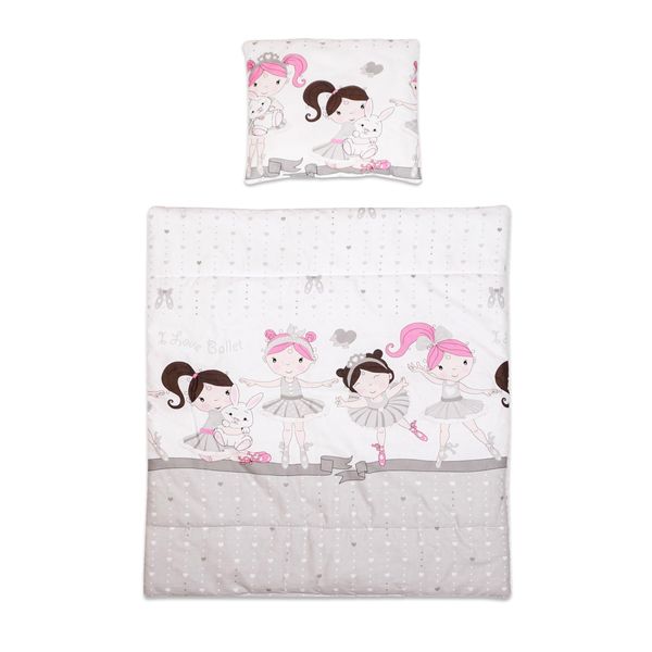 Baby Comfort 2 Piece Duvet Cover & Pillowcase 80x70 cm Set for Crib, Cradle or Pram (Grey Dancer)