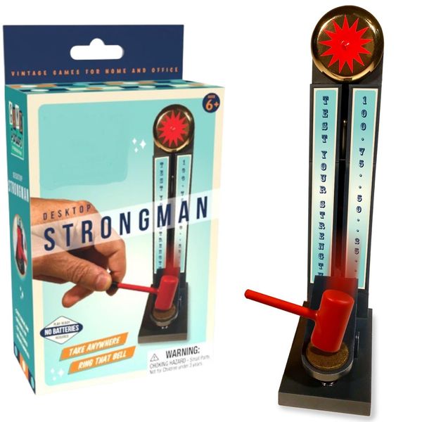 Desktop Strongman Game Mini Desk Game - Desktop Games Mini Strong Man - Classic Carnival, Table Top Strongman Game - Authentic Ringing Bell, Challenging & Fun, Test Your Strength - for Anywhere Play