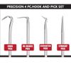 4-Piece Hook & Pick Set Oil Seal Gasket Puller for Automotive & Electronic Tool