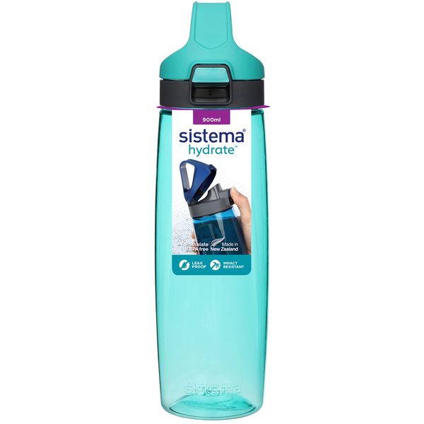 Sistema Tritan Adventum Water Bottle | 900 ml Leak-Proof Water Bottle with Push-Button Lid | BPA Free | Recyclable with TerraCycle® | Assorted Colours