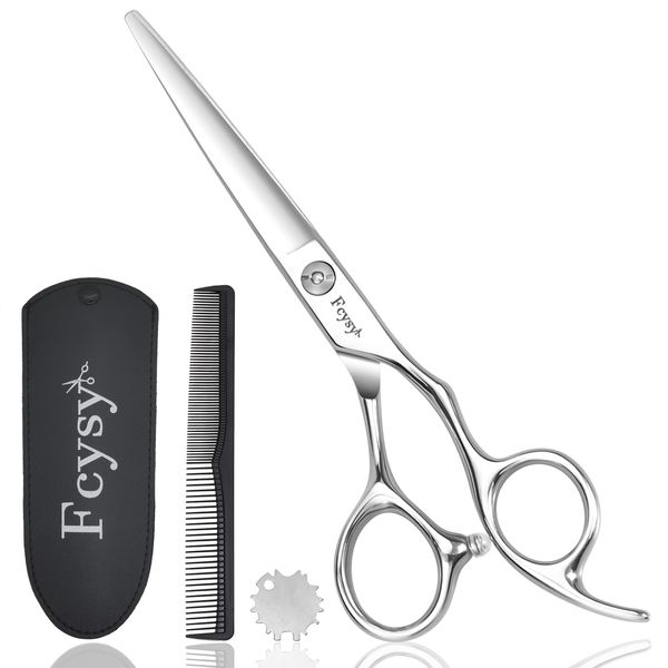 Fcysy Professional Hair Cutting Scissors Hair Shears, 6 Inches Hair Scissors Barber Shears Haircutting Kit, Haircut Scissors Bang Trimming Scissors Hairdresser Salon Hair Cutting Shears for Women Men