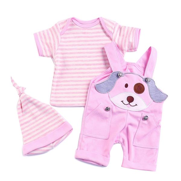 Reborn Baby Dolls Clothes 20 Inch Girl for 17-22 inch Reborn Doll Pink 3 Pcs Clothing Outfits Set Newborn Baby Doll