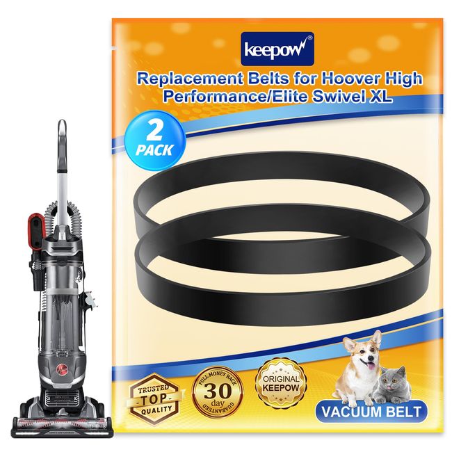 KEEPOW Replacement Belts Compatible with Hoover High Performance Vacuum Cleaner Elite Swivel XL Pet Upright Vacuum UH75200, UH75210, UH75250, UH75110, UH75100, UH75150, UH75160 Series, 2 Pack