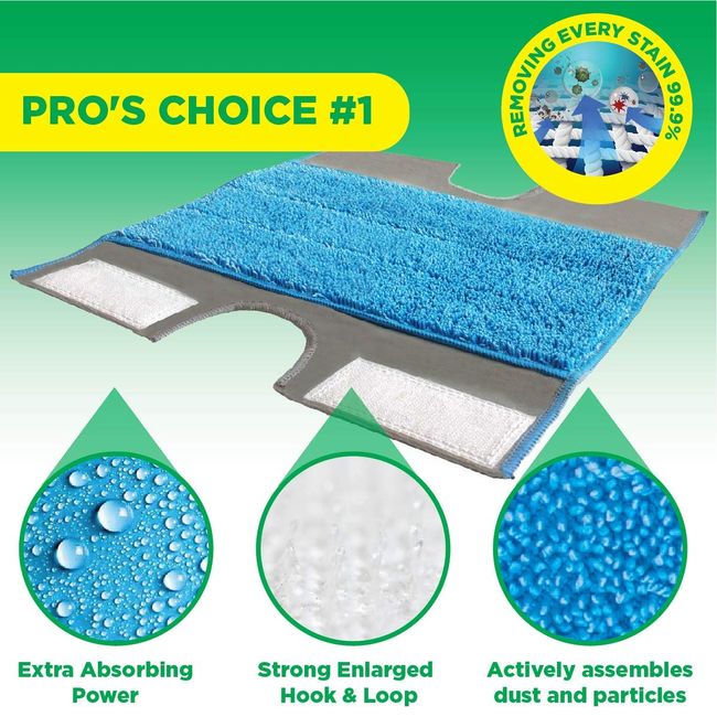 2 Packs Reusable Microfiber Mop Pads Compatible with Swiffer Sweeper Dust  Mops, Washable 100% Cotton Wet Pads Refills for Wet & Dry Floor Cleaning