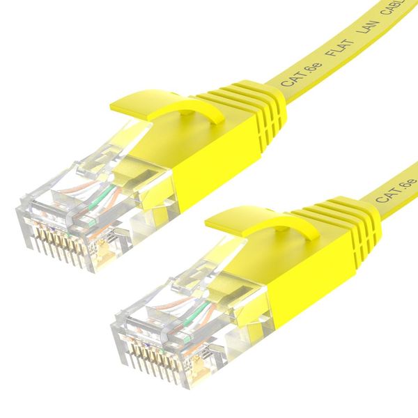 GSPOWER Flat LAN Cable, Cat6e, Yellow, 66.6 ft (20 m)