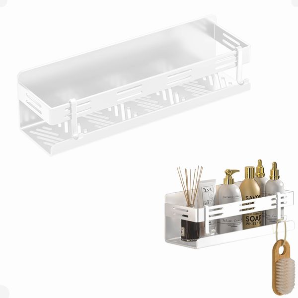 Agaou Magnetic Bathroom Rack, Shower Rack, Bath Rack, Waterproof and Rustproof, Approx. W11.8 x D4.9 x H3.1 inches (30 x 10 x 8 cm), Strong Magnet Wall Hanging, Condiment Rack Storage Shelf Rack,
