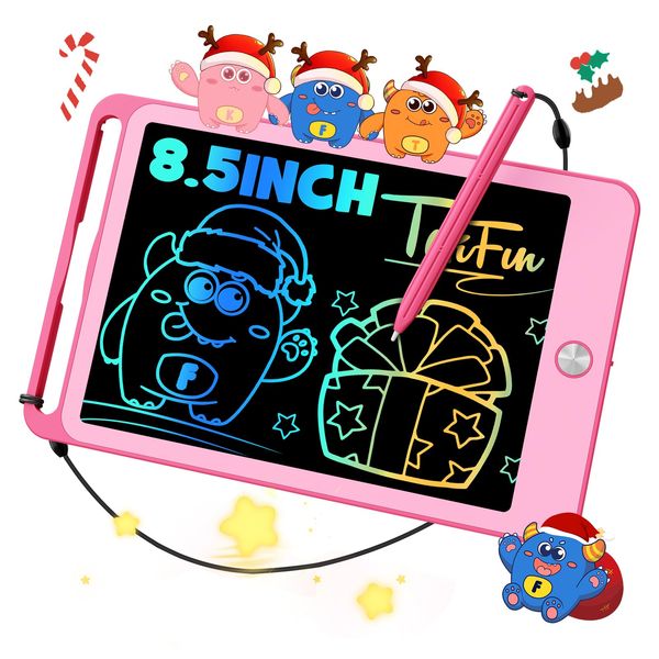 TEKFUN Kids Toys for 3+ Years Old Boys Girls Toddler, 8.5inch LCD Writing Tablet Erasable Drawing Tablet Writing Pads, Kids Travel Learning Toys Boys Girls Birthday Gifts Age 3 4 5 6 7 (Pink)