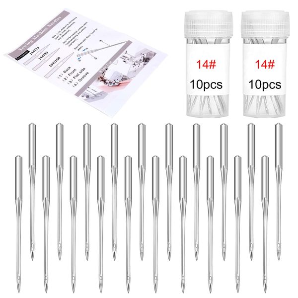 20 Pcs Sewing Machine Needles, 90/14 Universal Machine Needles with Instruction, Sharp Sewing Machine Needles for Home Sewing Machine