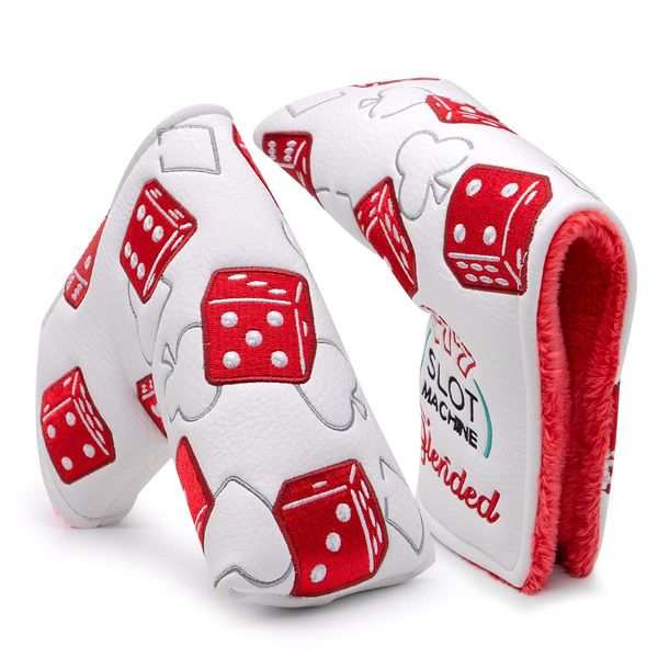 Golf Club Headcovers Lucky Dice Fashion Embroidered Overflow Wood Cover Driver Fairway Wood Utility Hybrid Headcover with Number Tag Putter Cover Magnetic Closure