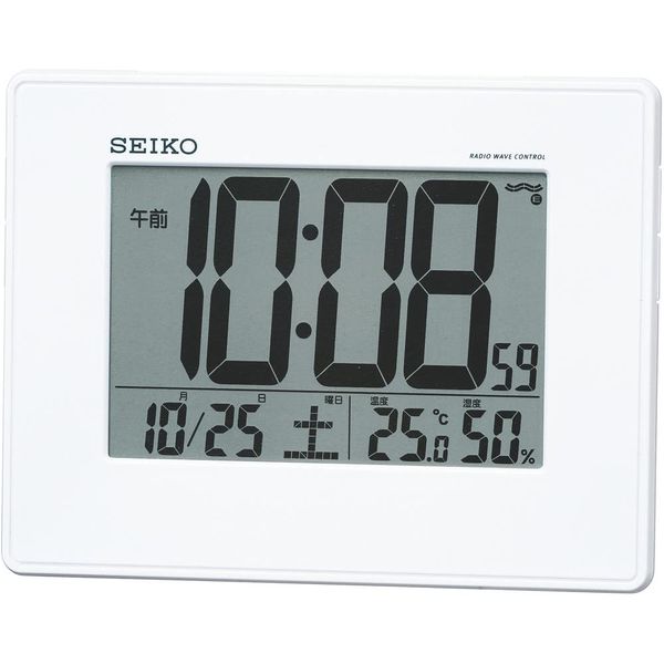 SEIKO CLOCK, Radio Digital Alarm Clock, Large Display, Temperature and Humidity Monitor