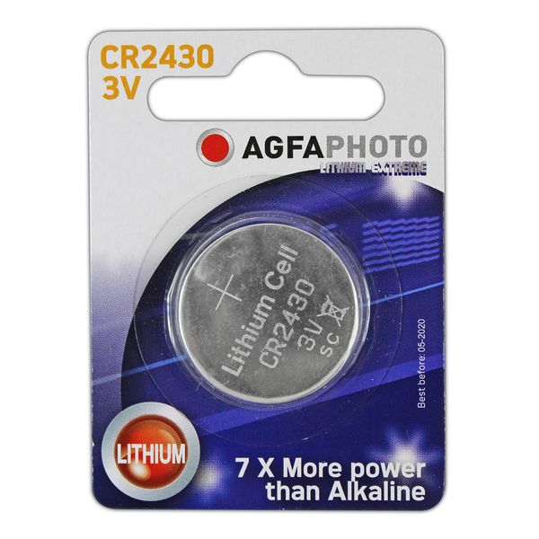 AGFA CR2430 Lithium Coin Cell Key Fob Watch Battery Sealed Blister Pack of 1