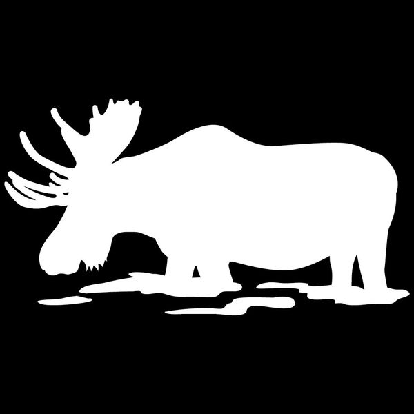 Express Yourself Products Feeding Moose Wall Decal (White - Reverse Facing - 2XL) - Big Game Collection