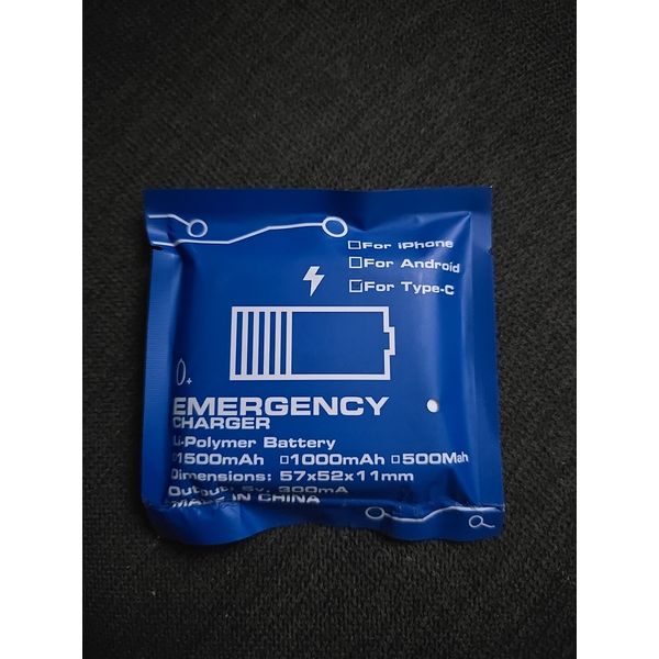 Emergency Charger One Time Use Disposable Power Bank 1000mah for iPhone/Android