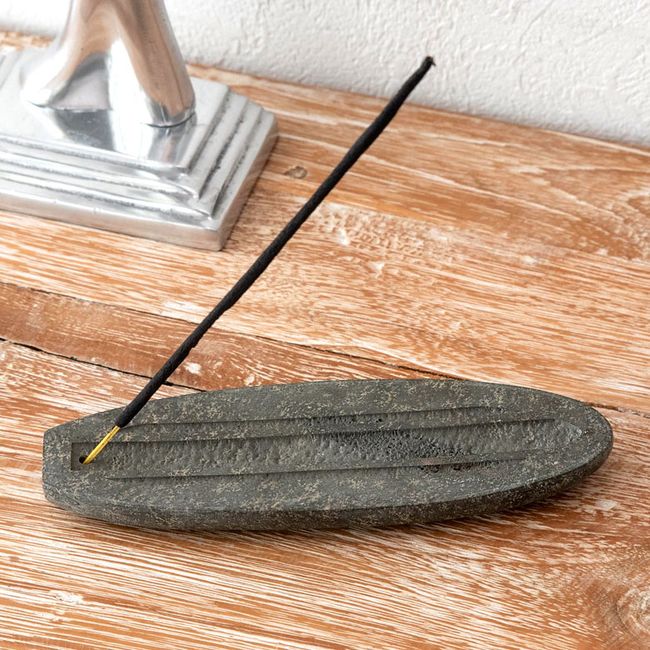 Incense stand Incense plate Length approx. 14cm Width approx. 4.5cm Height approx. 1.2cm Stone Incense stand Tray Stylish Incense holder Incense stand Tray Surfboard Beach Marine taste Asian miscellaneous goods Asian miscellaneous goods Bali miscellaneous