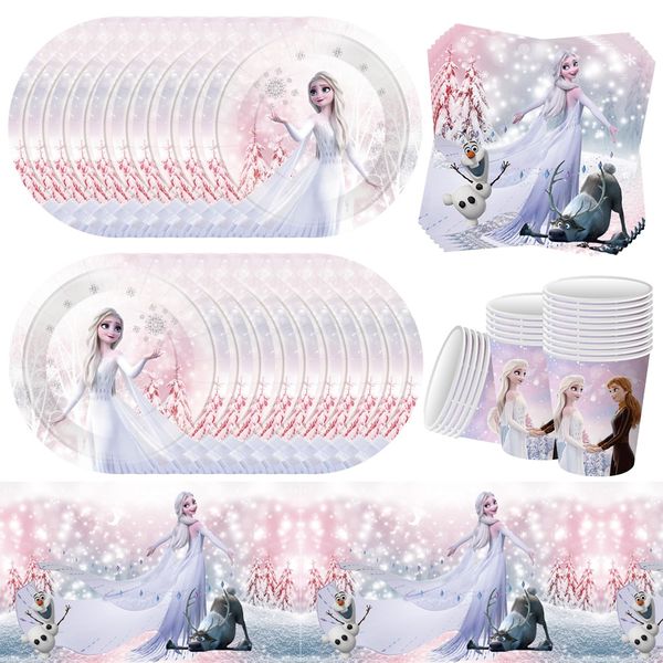 61PCS Freeze Birthday Party Tableware, Kids Girls Boys Party Supplies, freeze princess Tableware Includes Tablecloth Plates Cups and Napkins (20 Guests)