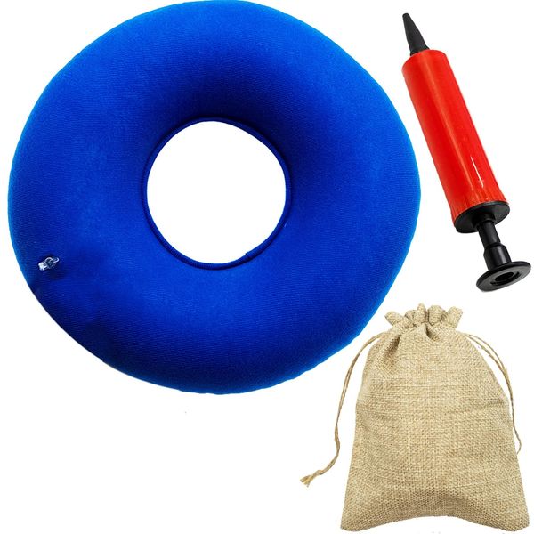 SZCXDKJ Donut Cushion Seat, Portable Inflatable Ring Cushion for Hemorrhoid, Tailbone, Coccyx Pain Relief - Air Pump Included with storage bag