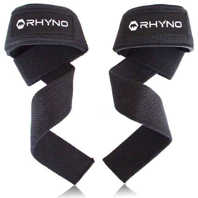 RHYNO Wrist Strap, Lifting Strap, Training, Muscle Training, Supporter, Choose Color (Black)