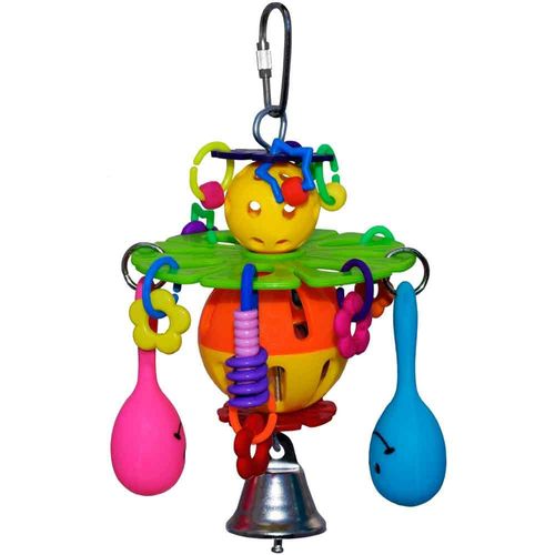 Super Bird Creations SB1132 Maraca Blast Bird Toy - Interactive Bird Toy, Ideal Bird Cage Toy for Medium-Sized Birds like Parrots, Durable Pet Bird Toy for Enrichment Engaging Activity Toy - 6.5" x 4"