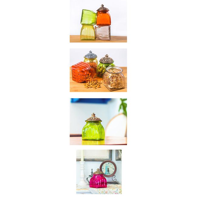 SOCOSY Vintage Crystal Glass Candy Jar with Lid Food Jar Nut Jar Jewelry  Box Wedding Candy Buffet Jars Kitchen Storage Assorted Color 24 oz