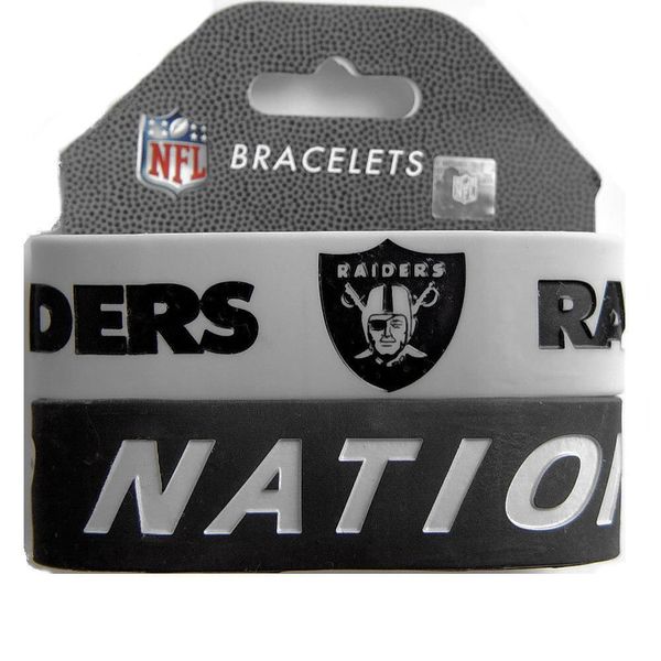 NFL Oakland Raiders Silicone Rubber Bracelet, 2-pack