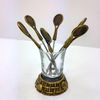 Antique Brass Tennis Racquet Fruit Fork Set