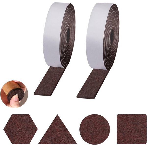 2 Piece Furniture Protection Pads 0.9 x 78.7 inches (2.3 x 200 cm), Felt Pads Scratch Prevention Tape, Freely Cut, Scratch-Proof, Soundproofing (Brown) Felt, Chair, Scratch-Resistant, Cover,