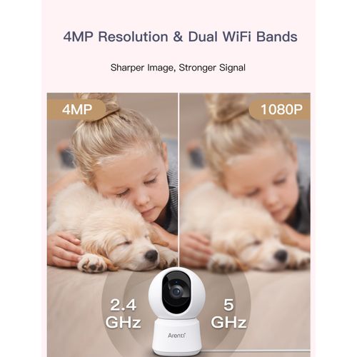 ARENTI 5G Security Camera Indoor, 4MP Pet Camera with Speaker for Dog/Cat, Baby Monitor with Phone App, Dual-Band WiFi, Auto Tracking, Super Night Vision, 2-Way Talk, Cloud & SD Card Storage
