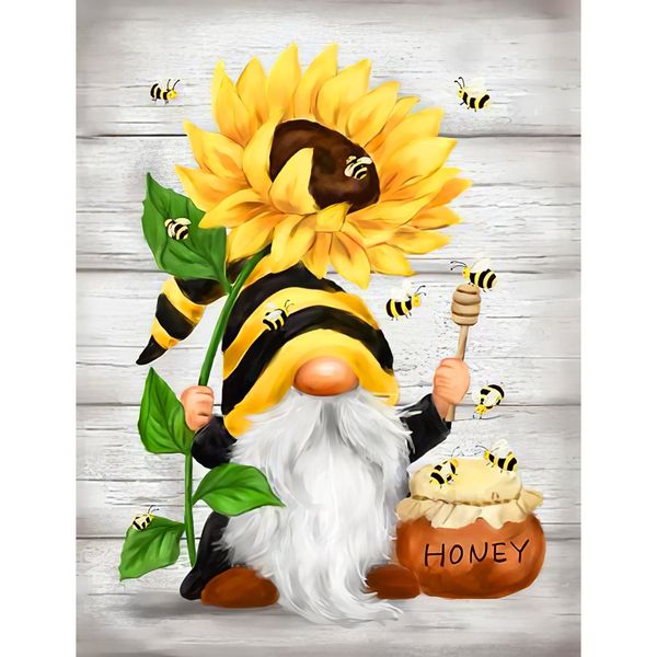 NAIMOER Gnomes Diamond Painting Kits for Adults, Full Drill Gnomes with Sunflowers Diamond Painting Kits, DIY 5D Bee Diamond Painting Fall Diamond Art for Home Decor 30x40cm