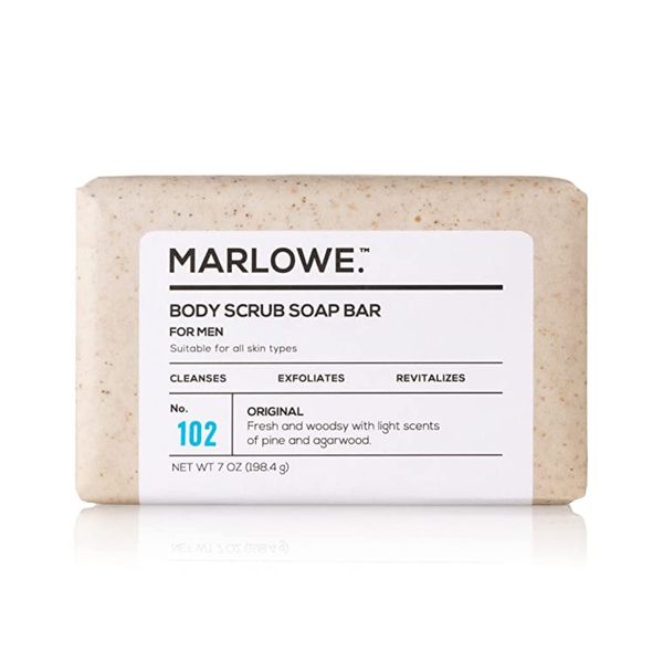 MARLOWE. No. 102 Men's Body Scrub Soap 7 oz | Best Exfoliating Bar for Men | Made with Natural Ingredients | Green Tea Extract | Amazing Scent