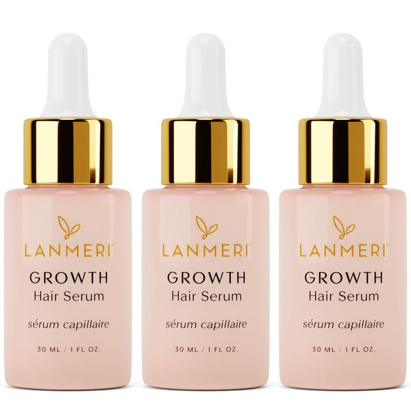 Lanmeri Vegan Hair Growth Serum - Natural Hair Regrowth and Hair Loss Treatments for Women & Men - Scalp Serum for Thinning Hair and Hair Loss - Fuller-looking, Thicker and Healthier Hair in 90 Days, All Hair Types