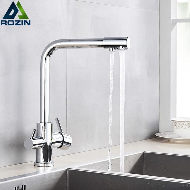 Kitchen Faucet Mixer Tap and Pure Water Filter Faucet Deck Mounted Dual Handles