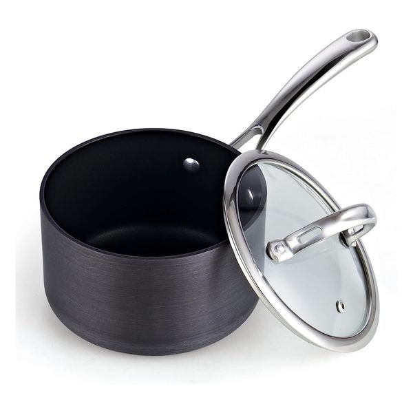 Cooks Standard 2-Quart Hard Anodized Nonstick Saucepan with Lid, Black